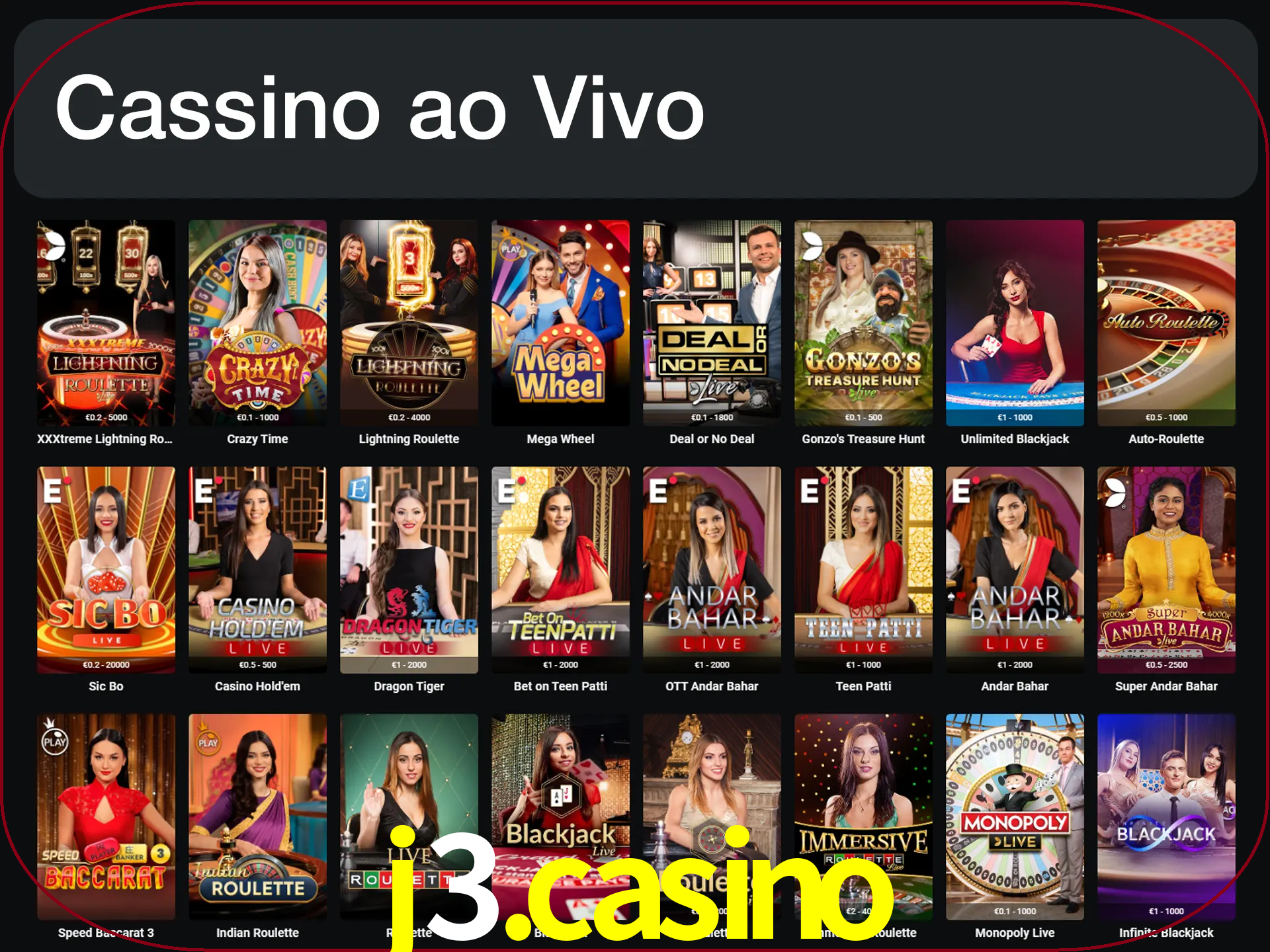 Jogue jogos de cassino com um verdadeiro dealer.