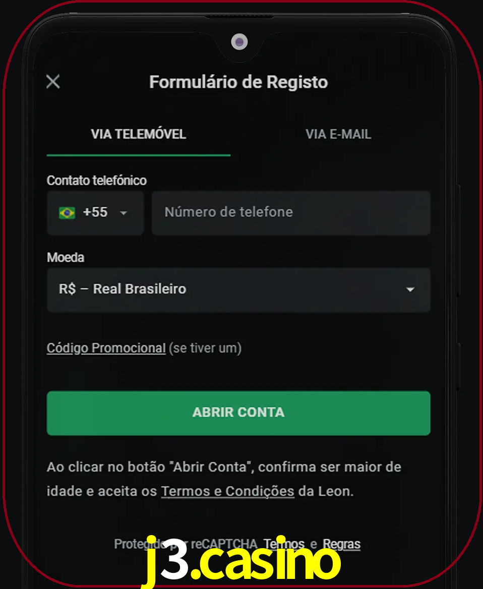 Abra o aplicativo e inicie o processo de registro.